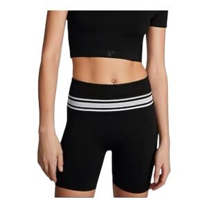 - PINK Victoria's Secret Black and White Bike Shorts with Athletic Stripes